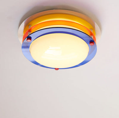 Moderne minimalistische bunte Eisen-Acryl-Disc Splicing LED Unterputz-Deckenleuchte für Schlafzimmer 