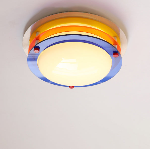 Moderne minimalistische bunte Eisen-Acryl-Disc Splicing LED Unterputz-Deckenleuchte für Schlafzimmer 