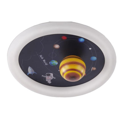 Contemporary Nordic Hardware Round Planet Cartoon LED Flush Mount Ceiling Light For Bedroom