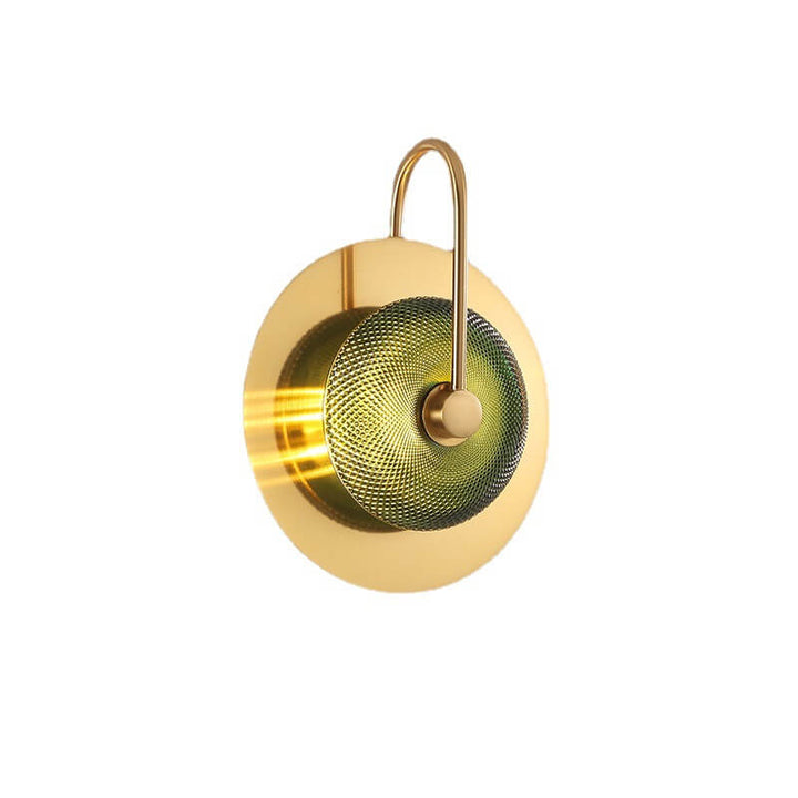 Applique murale LED ronde en verre de fer de luxe moderne pour chambre à coucher 
