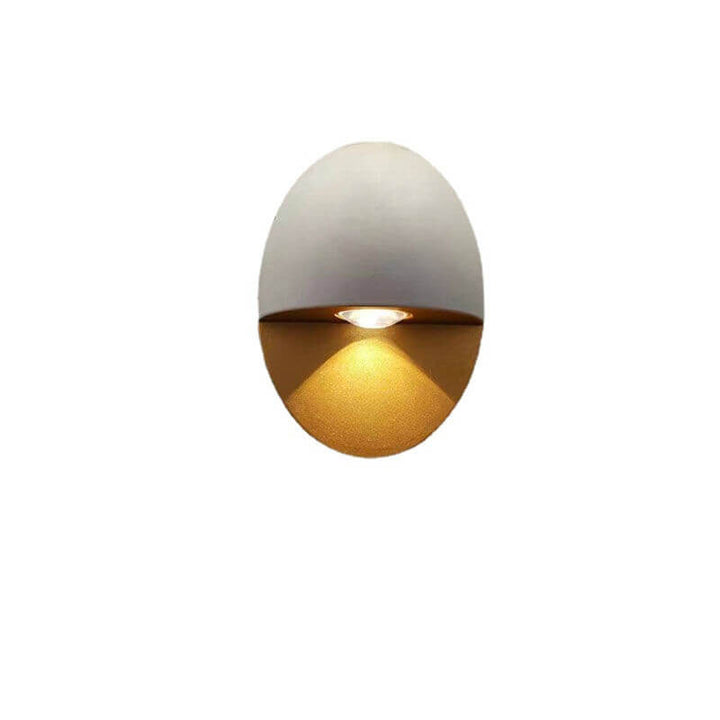 مصباح حائط LED خارجي مقاوم للماء من الألومنيوم بشكل بيضاوي بتصميم عصري بسيط للفناء الخارجي 