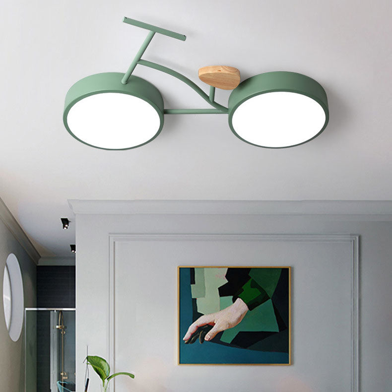 مصباح سقف للأطفال بتصميم عصري إبداعي للدراجة مصنوع من الأكريليك والخشب مع إضاءة LED لغرفة المعيشة 