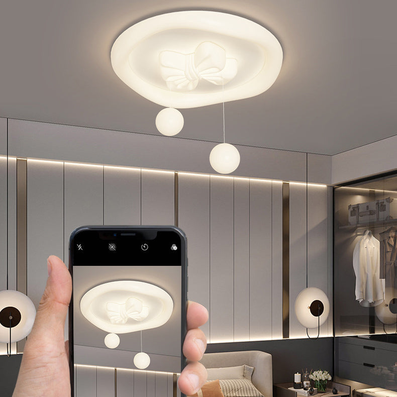 Zeitgenössische kreative Kinder Runde Bogen Orb Eisen gerollt Kunststoff LED Unterputz Deckenleuchte für Schlafzimmer 