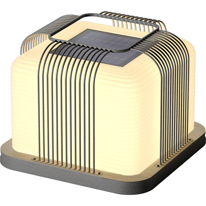 Lumière paysagère LED en acier inoxydable étanche solaire de simplicité moderne pour jardin, lumière extérieure cubique carrée en PE 