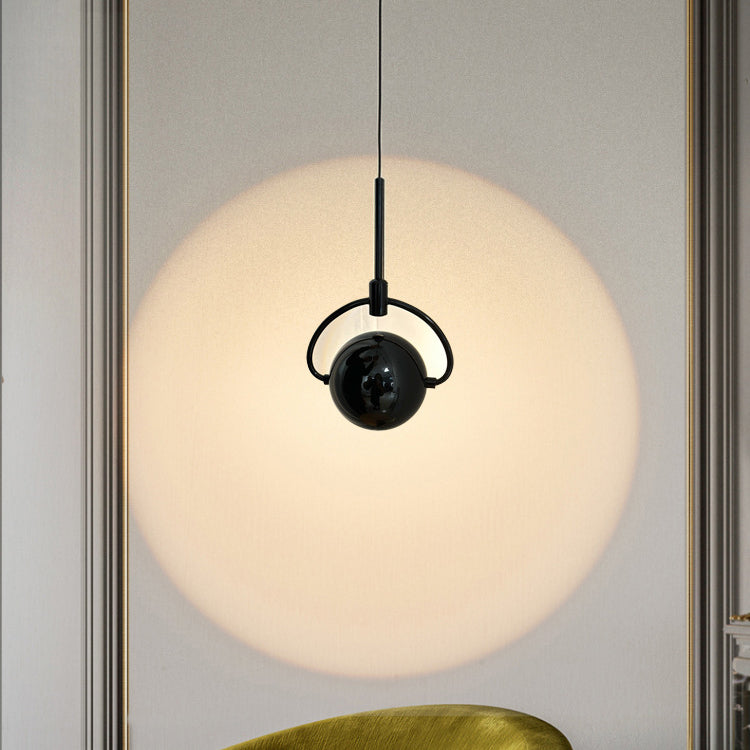 Luz colgante LED de vidrio de aluminio esférico giratorio minimalista moderno para dormitorio 