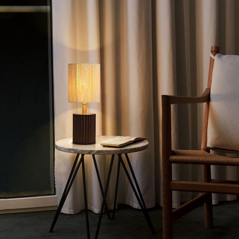Traditionelle japanische Säule Holz Papier Seil 1-Licht Tischlampe für Wohnzimmer 