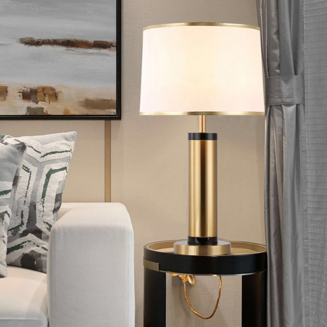 Moderne Übergangszylinder Eisengewebe 1-Licht Tischlampe für Wohnzimmer 