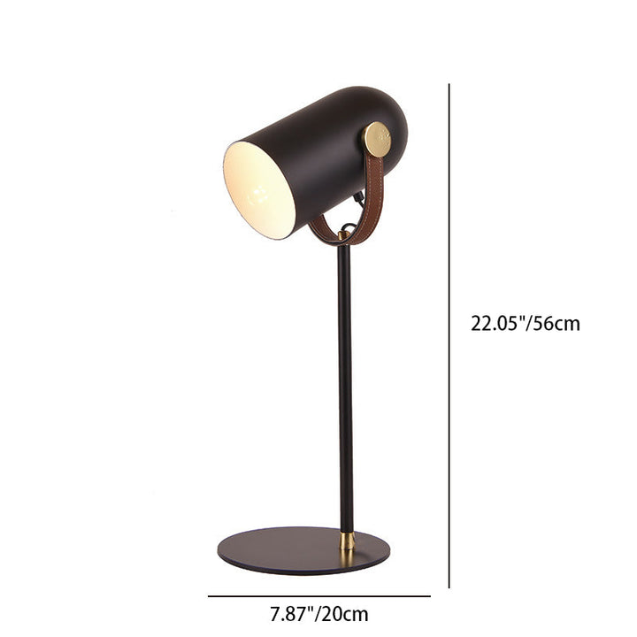 Lampe de table 1 lumière en cuir avec abat-jour cylindrique en fer nordique contemporain pour chambre 