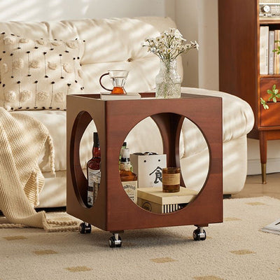 Zeitgenössischer nordischer quadratischer Holzcouchtisch 2-stufig für das Wohnzimmer 