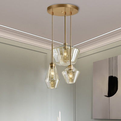 Nordic Creative Polygonal Glass 3-Light Chandelier