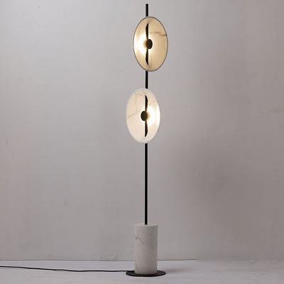 Modern Creative Marble Texture Disc Shaped Resin Base LED Standing Floor Lamp