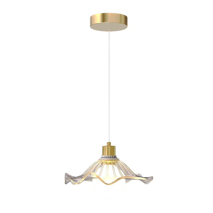 Modern Minimalist Glass Flower Design Iron 1-Light Pendant Light For Living Room