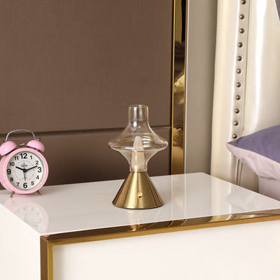 Zeitgenössische Einfachheit Glas Spinner Gyroskop Metall Basis LED USB Tisch Lampe Für Schlafzimmer 