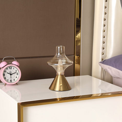 Zeitgenössische Einfachheit Glas Spinner Gyroskop Metall Basis LED USB Tisch Lampe Für Schlafzimmer 