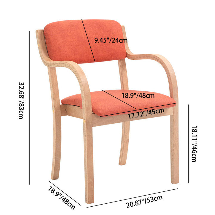 Modern Simplicity Fabric Plywood Sponge Square Curved Dining Chair Backrest Armrest For Dining Room