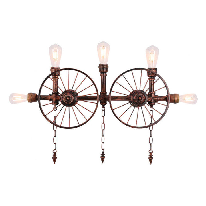 Industrial Vintage Iron Glass Water Pipe Candelabra 5-Light Wall Sconce Lamp