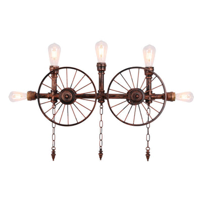 Industrial Vintage Iron Glass Water Pipe Candelabra 5-Light Wall Sconce Lamp