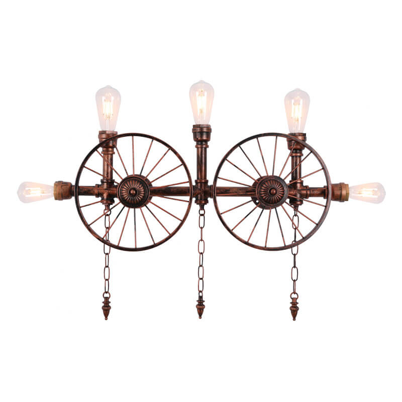 Industrial Vintage Iron Glass Water Pipe Candelabra 5-Light Wall Sconce Lamp