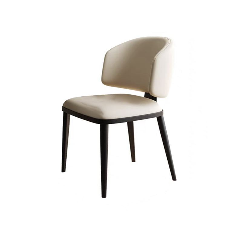 Modern Minimalist Microfiber Leather Carbon Steel Sponge Square Dining Chair Backrest For Dining Room