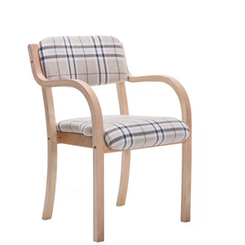 Contemporary Nordic Bentwood Linen Faux Leather Velvet Sponge Square Dining Chair Backrest Armrest For Dining Room