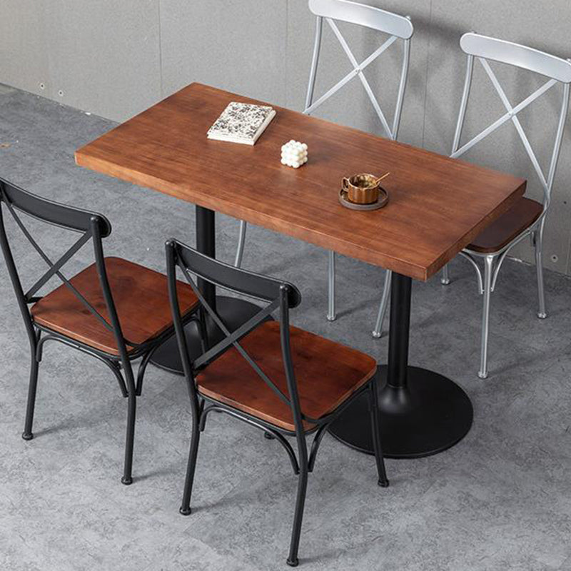 Ensemble de chaises et table de salle à manger en cuir industriel contemporain, bois, fer, avec dossier en forme de X pour salle à manger 