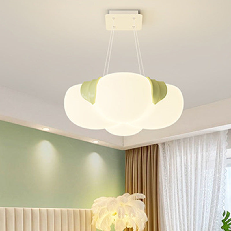 Moderna lámpara de araña LED de hierro PE con forma de flor burbuja Art Deco para dormitorio 