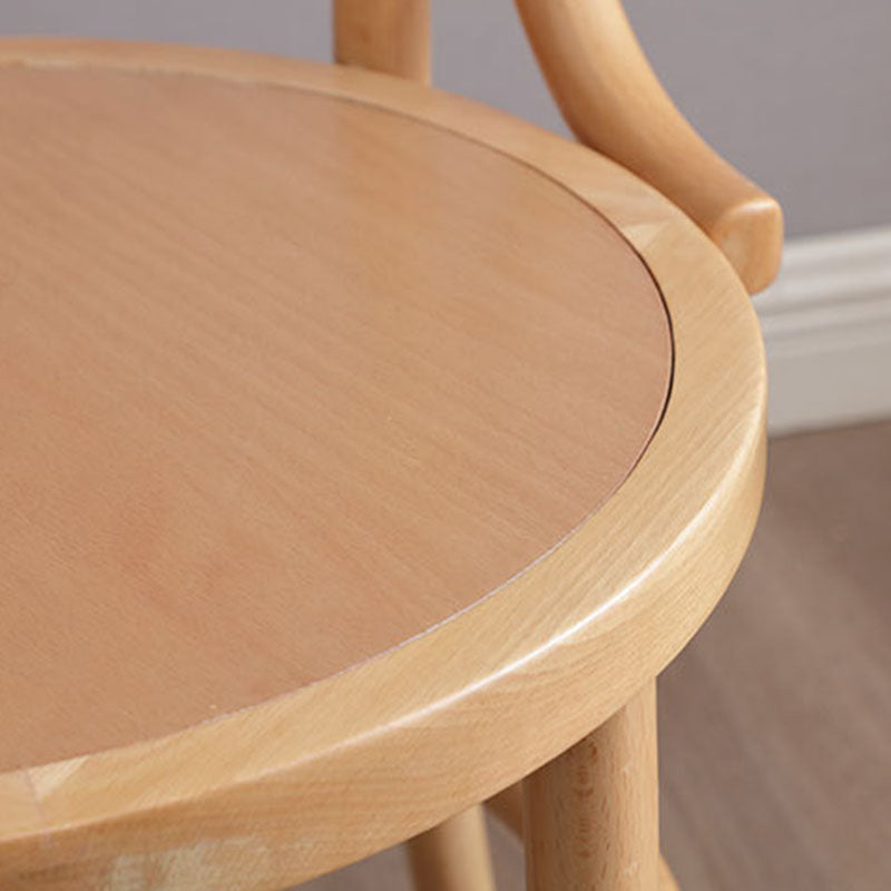 Traditionelle runde Vintage-Esszimmerstuhl-Rückenlehne aus zylindrischem Lindenholz mit Rattan-Optik für das Wohnzimmer 