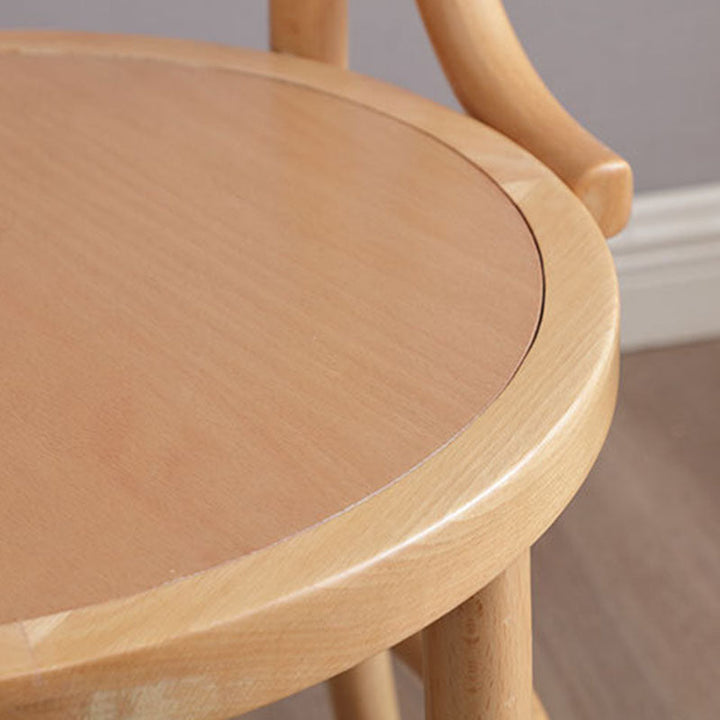 Traditionelle runde Vintage-Esszimmerstuhl-Rückenlehne aus zylindrischem Lindenholz mit Rattan-Optik für das Wohnzimmer 