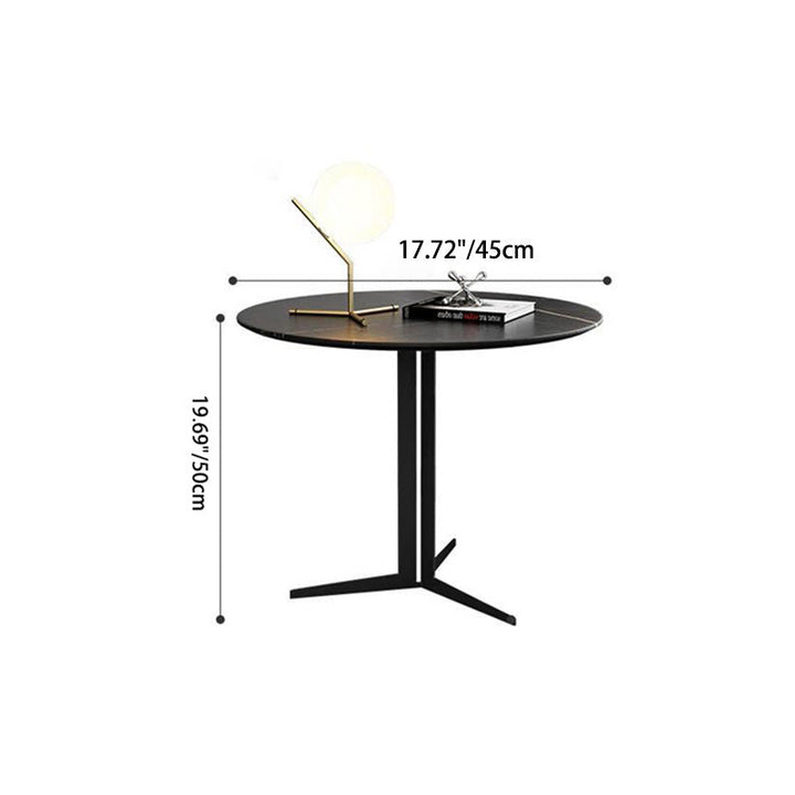 Mesa de Centro Moderna de Lujo Redonda de Acero al Carbono para Sala de Estar 