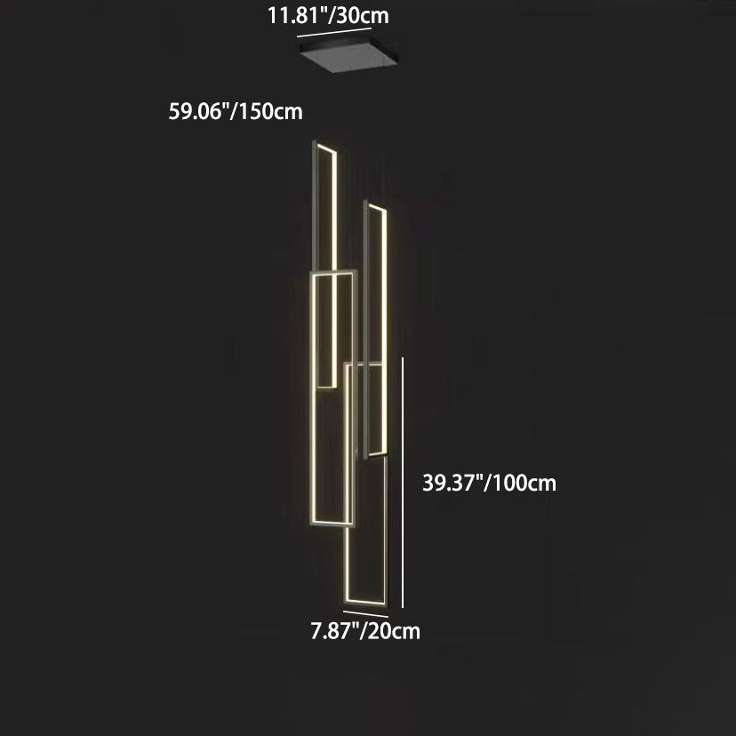 Plafonnier LED moderne minimaliste en fer, aluminium et silice rectangulaire pour escalier 