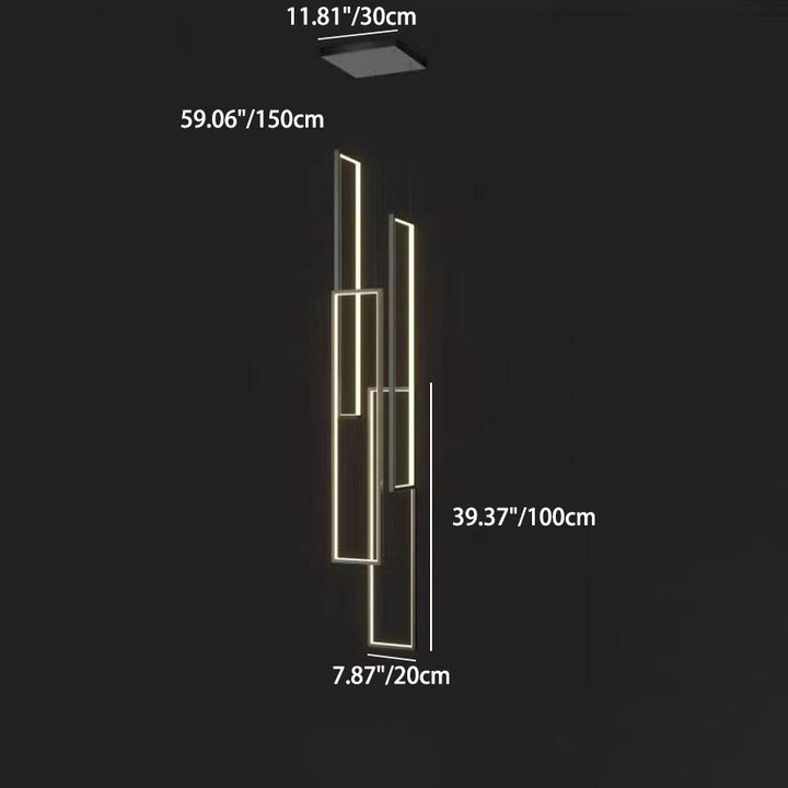 Plafonnier LED moderne minimaliste en fer, aluminium et silice rectangulaire pour escalier 