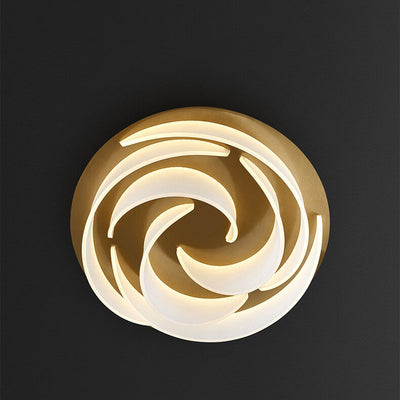 Modern Light Luxury Acrylic Swirl Gold-Finished Frame LED Flush Mount Ceiling Light