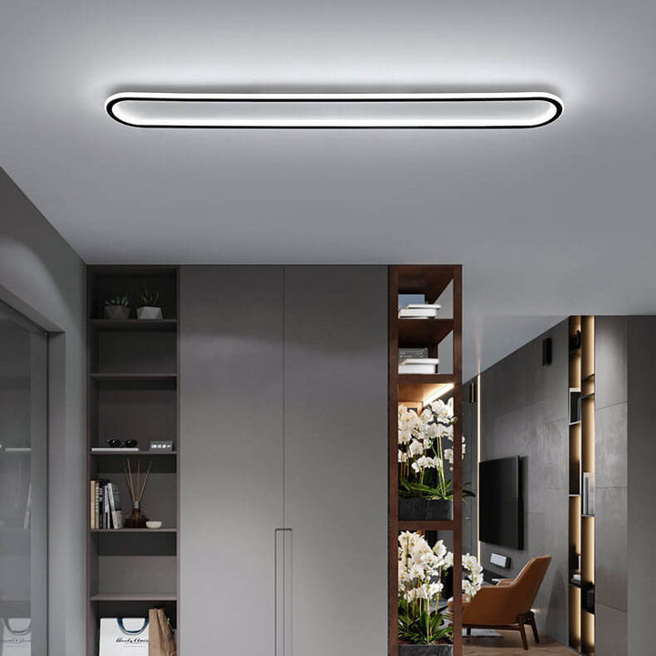 Moderne minimalistische lange Eisen-Silikon-LED-Deckenleuchte für das Schlafzimmer 