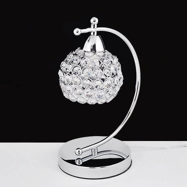 Modern Minimalist Globe Crystal Shade Arc 1-Light Table Lamp