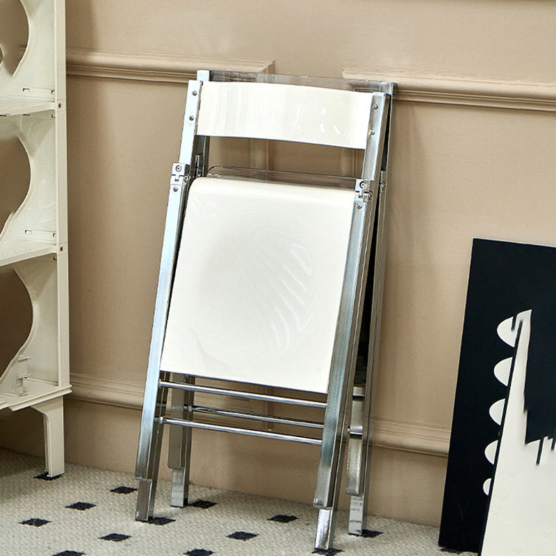 Moderner nordischer quadratischer Eisen-PET-klappbarer Esszimmerstuhl für das Esszimmer 