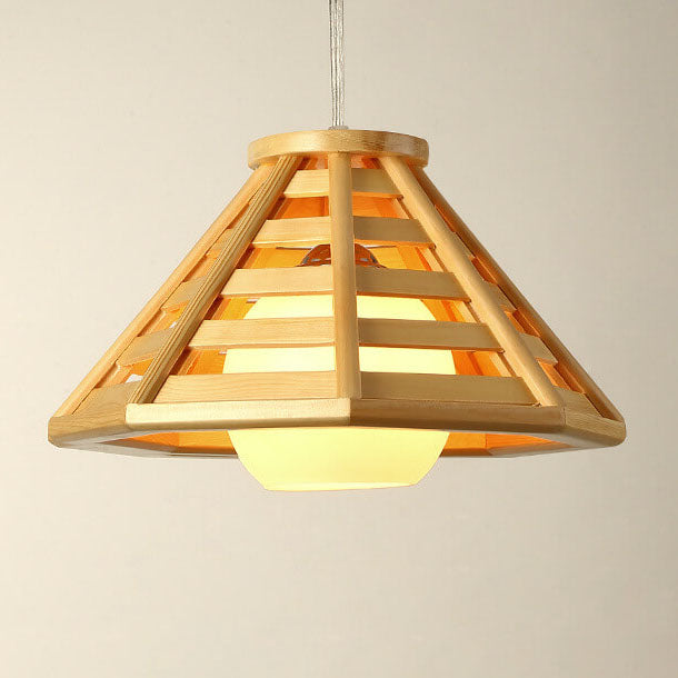 Nordic Modern Solid Wood Braided Cone 1-Light Pendant Light