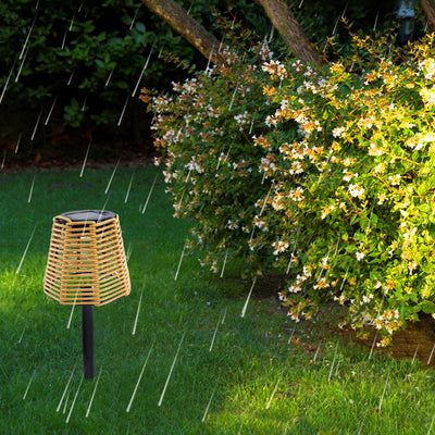 Iluminación de paisaje LED de cilindro de plástico de hierro impermeable solar de casa de campo tradicional para jardín 