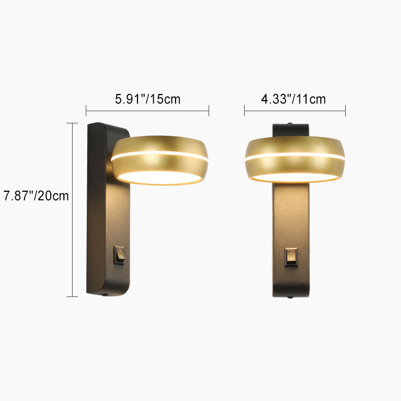 Lampe Applique Murale LED en Aluminium Fer PS Rectangle Rond Minimaliste Moderne pour Chambre 