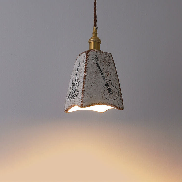 Traditional Vintage Square Cone Hardware Ceramic 1-Light Pendant Light
