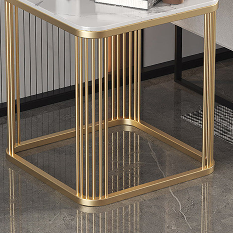 Table basse carrée moderne minimaliste en métal avec plateau en pierre pour salon 
