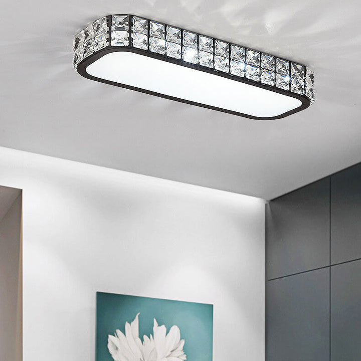 Lumière de plafond à montage affleurant LED en acrylique à bande longue en cristal moderne 