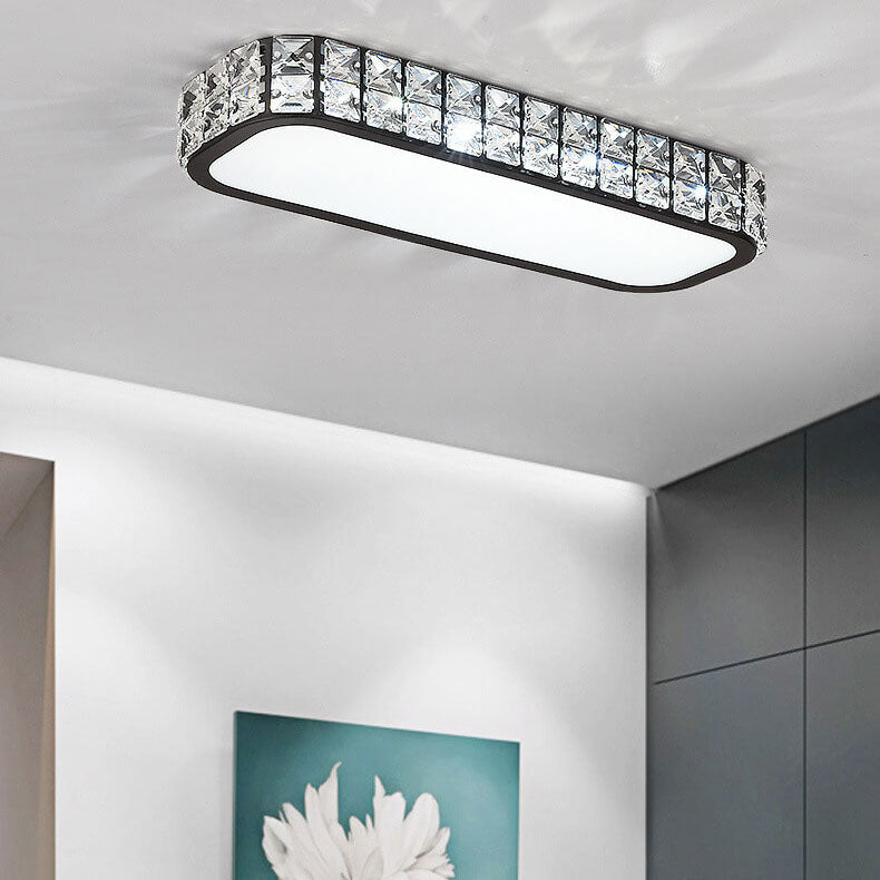 Modern Luxury Crystal Long Strip Acrylic LED Flush Mount Ceiling Light