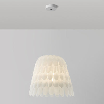 Modern Art Deco Imitation Feather Tiered Acrylic Shade 1/5-Light Pendant Light For Bedroom