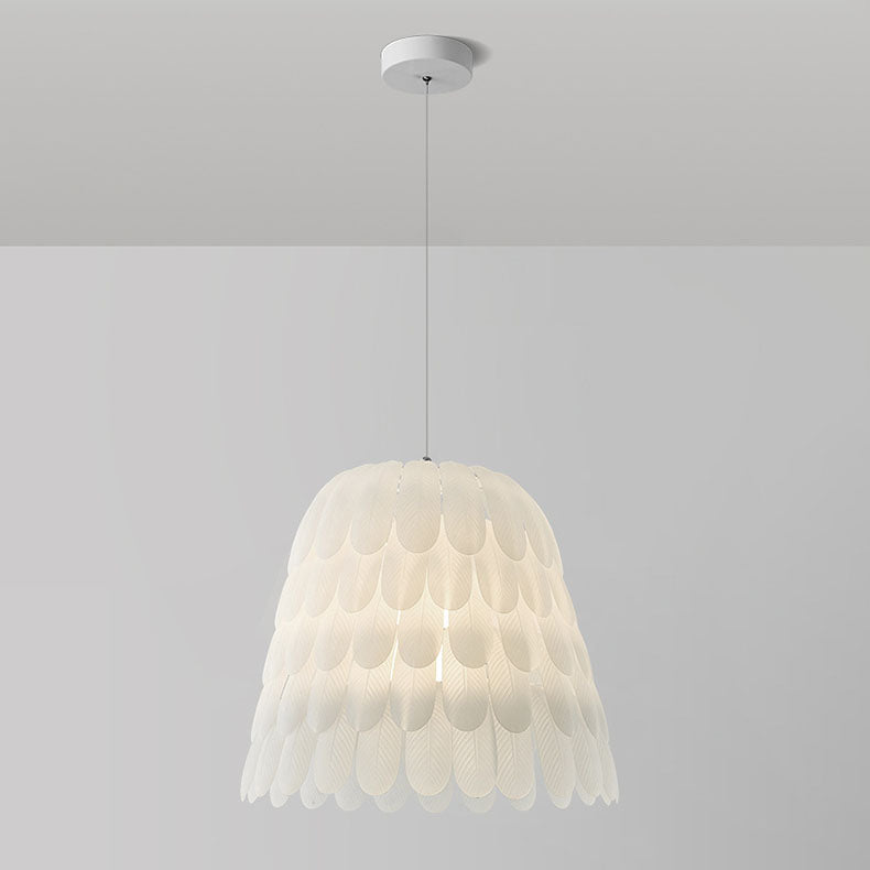 Modern Art Deco Imitation Feather Tiered Acrylic Shade 1/5-Light Pendant Light For Bedroom