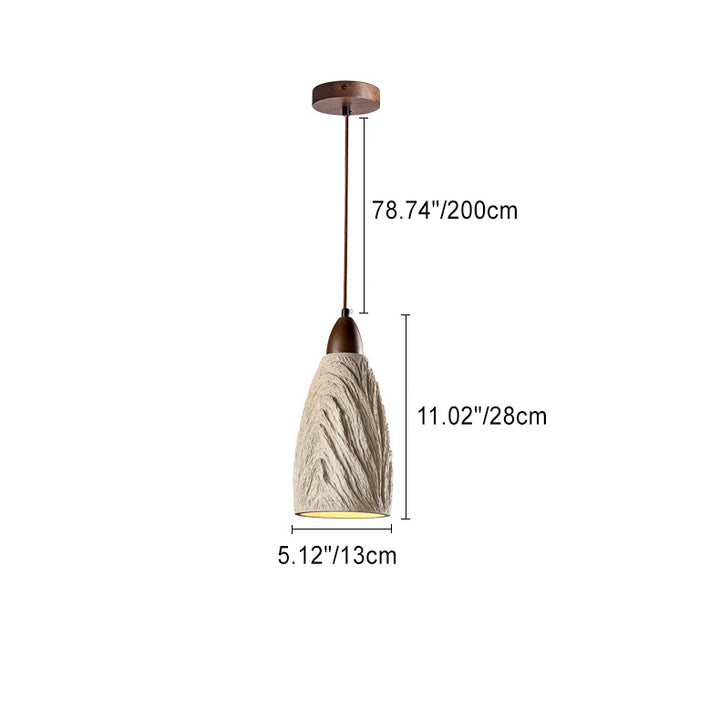 Lampe suspendue à 1 lumière en bois massif en ciment cylindrique traditionnel japonais pour chambre 