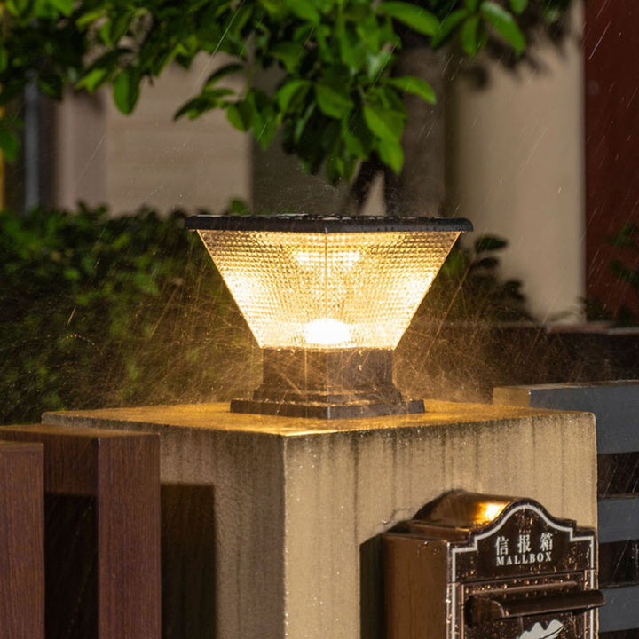 Lumière de tête de poteau LED en aluminium acrylique carré rond solaire de simplicité moderne pour jardin 