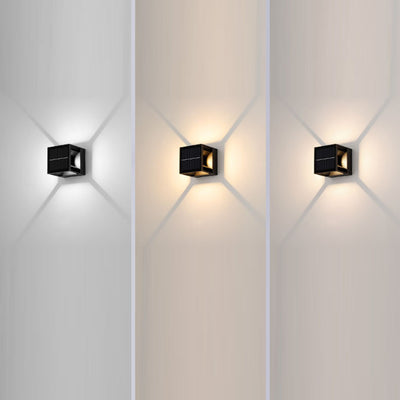 Applique murale LED en aluminium à rayures carrées solaires modernes et minimalistes pour jardin 
