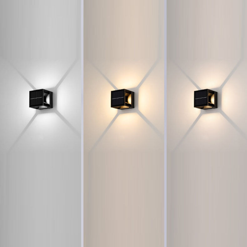 Applique murale LED en aluminium à rayures carrées solaires modernes et minimalistes pour jardin 