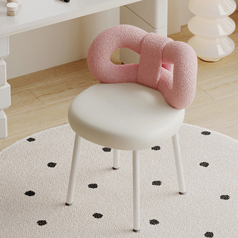 Tabouret de coiffeuse en cuir rond avec nœud papillon Art Déco moderne en fer sans dossier pour chambre 