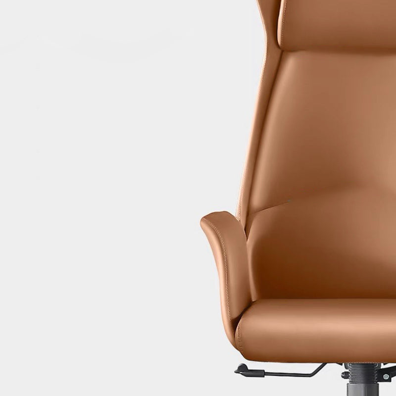 Moderner minimalistischer rechteckiger Hochlehner aus Leder mit Kohlenstoffstahl für das Home Office 